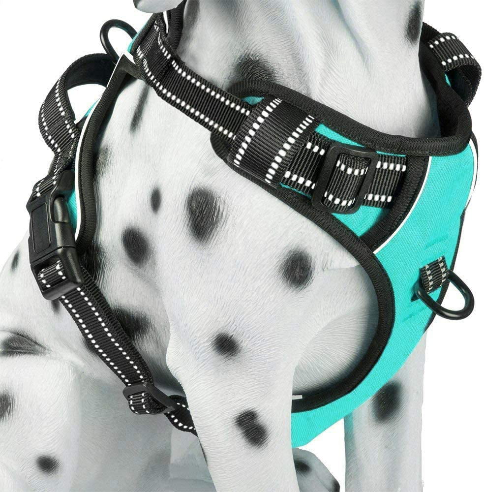 poypet-no-pull-dog-harness-reflective-comfortable-vest-harness-with-front-back-2-leash-attachments-and-easy-control-handle-adjustable-soft-padded-pet-vest-for-small-medium-large-dogs-mint-blue-m