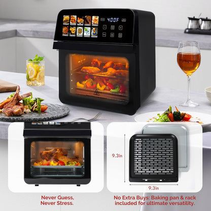 10QT Air Fryer Toaster Oven Combo with 10 Presets, Family Size Compact Oven for Roasting Whole Chicken/Double Cooking, Stainless Steel Interior, Easy Clean, Includes 2 Accessories & Recipe5