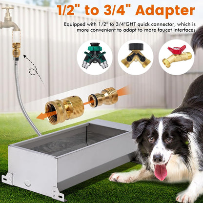 Automatic Large Dog Water Bowl Dispenser Outdoor Stainless Steel Automatic Livestock Water Trough Large Capacity Auto Fill Dog Waterer with Float Valve, for Chicken Geese Duck Goat Pig9