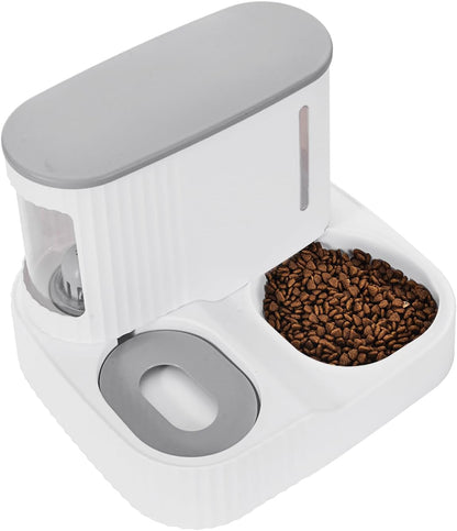 Cat Feeder and Water Dispenser,2 in 1 Gravity Automatic Bowl Auto Pet Dry Food Self Feeding Container Dishes Set for Dog Puppy Kitten Kit Set (Grey)1