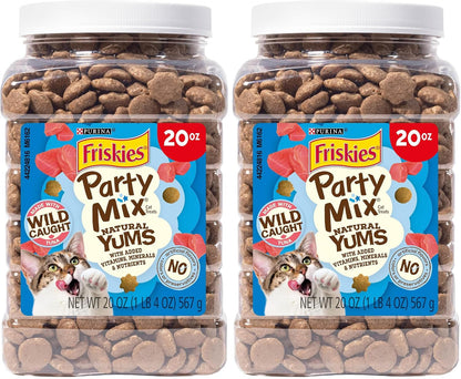 Purina Friskies Natural Cat Treats, Party Mix Natural Yums with Wild Caught Tuna and Added Vitamins, Minerals and Nutrients - 20 Oz. Canister15