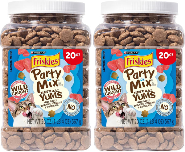 Purina Friskies Natural Cat Treats, Party Mix Natural Yums with Wild Caught Tuna and Added Vitamins, Minerals and Nutrients - 20 Oz. Canister15
