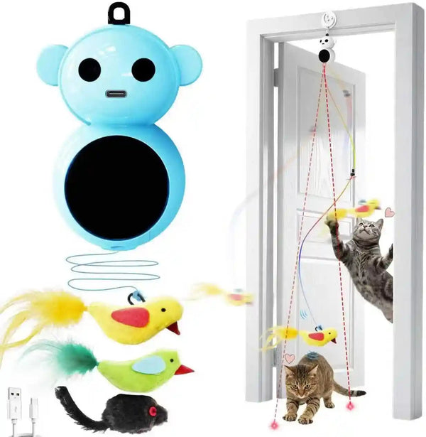 Interactive Cat Toys for Indoor Cats - Automatic Laser Cat Toys, Flying Bird Feather Cat Wand Toy, Best Kitten & Adult Cat Enrichment Stimulation Toy Hanging Electric Kitty Toys for Bored Cats (Beige)9
