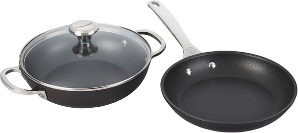 Le Creuset Toughened Non-Stick PRO Cookware Set, 3Pc. | 9.5” Fry Pan and 2.5 Qt. Braiser with Glass Lid1