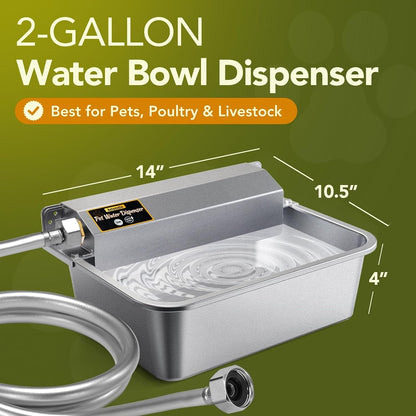 Automatic Water Dispenser for Dogs 2 Gallons, 304 Stainless Steel Dog Water Bowl Dispenser for Farm Chicken Pets Indoor&Outdoor Dog Waterer Feeder Fit 3/4'' GHT Faucet Auto Filling Wide Drinking Area6