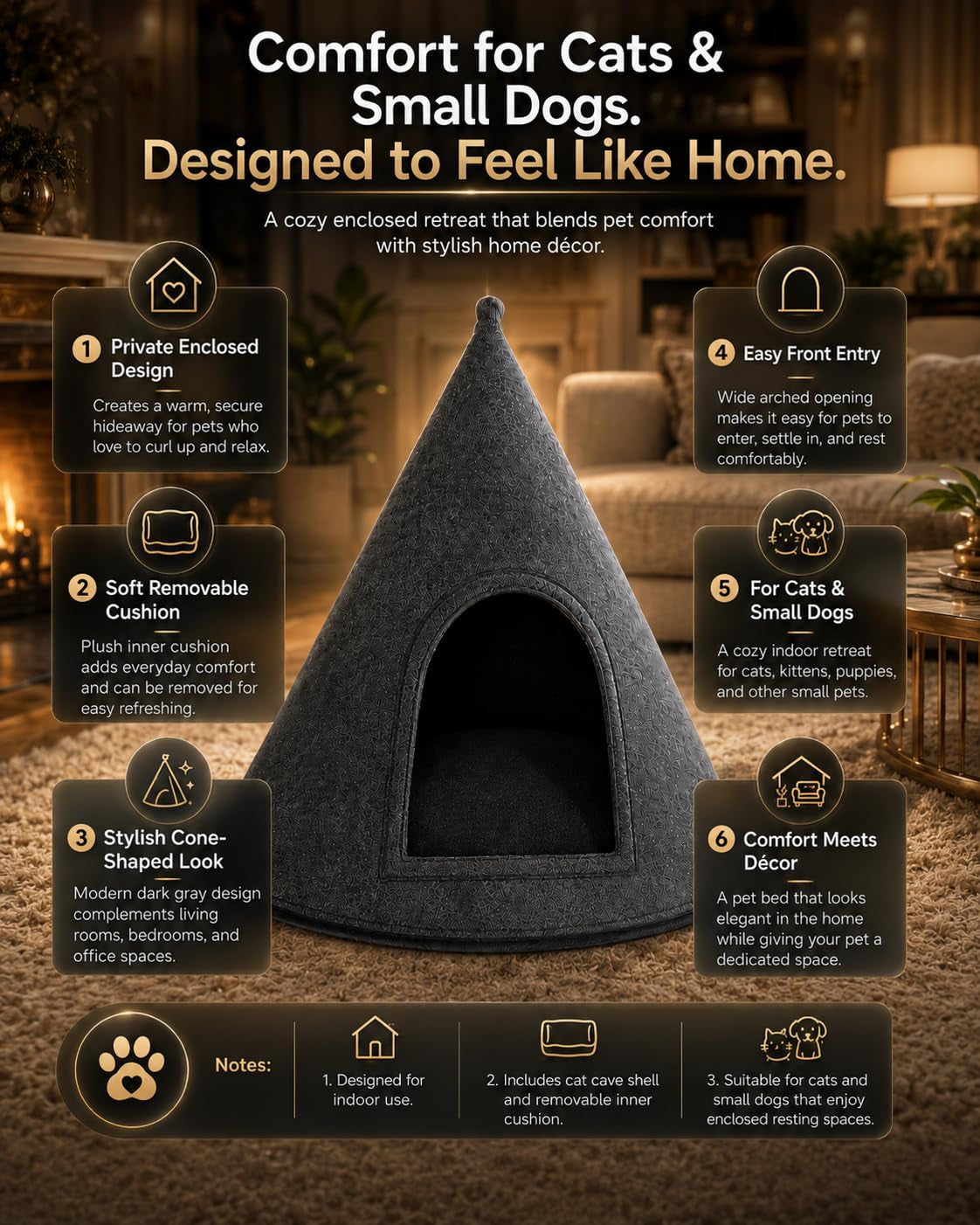 cat-bed-cat-cave-premium-felt-cat-bed-enclosure-for-indoor-cats-and-other-pets-stylish-indoor-pet-house-dark-grey-medium
