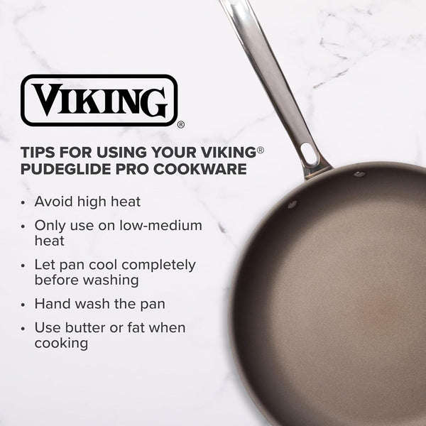 Viking Pureglide Pro 3-Ply Nonstick Cookware Set, Made without PFAS, 10-Piece Induction Pots and Pans Set, Metal Utensil Safe Titanium Nonstick Surface, Oven Safe to 600F7