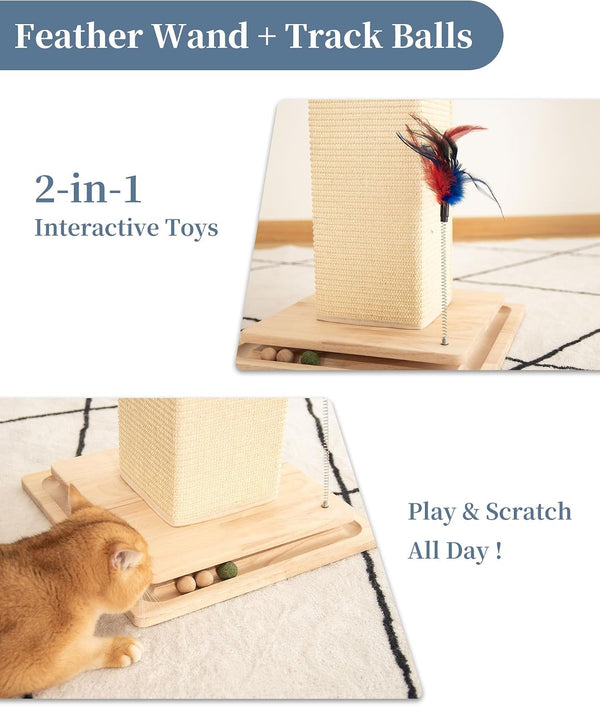 Sturdy Cat Scratching Post for Indoor Cats & Kittens, Classic Single Post with Sisal Rope, Jute Fiber, Wood Base7