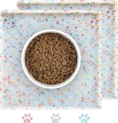 Ptlom Pet Placemat for Dog and Cat, Mat for Prevent Food and Water Overflow, Suitable for Small, Medium and Big Pet, 18" 12", Grey, Silicone65