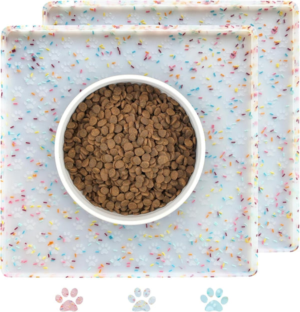 Ptlom Pet Placemat for Dog and Cat, Mat for Prevent Food and Water Overflow, Suitable for Small, Medium and Big Pet, 18" 12", Grey, Silicone65