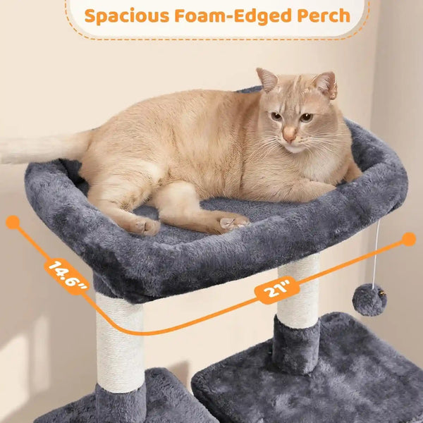 Yaheetech 54In Cat Tree Tower for Large Cats, Multi-Level Condo & Hammock | Sisal Scratching Posts, Roomy Condo Holds up to 22 Lb, a Wide 21-Inch Top Perch Fit Large Cats, Dark Gray5