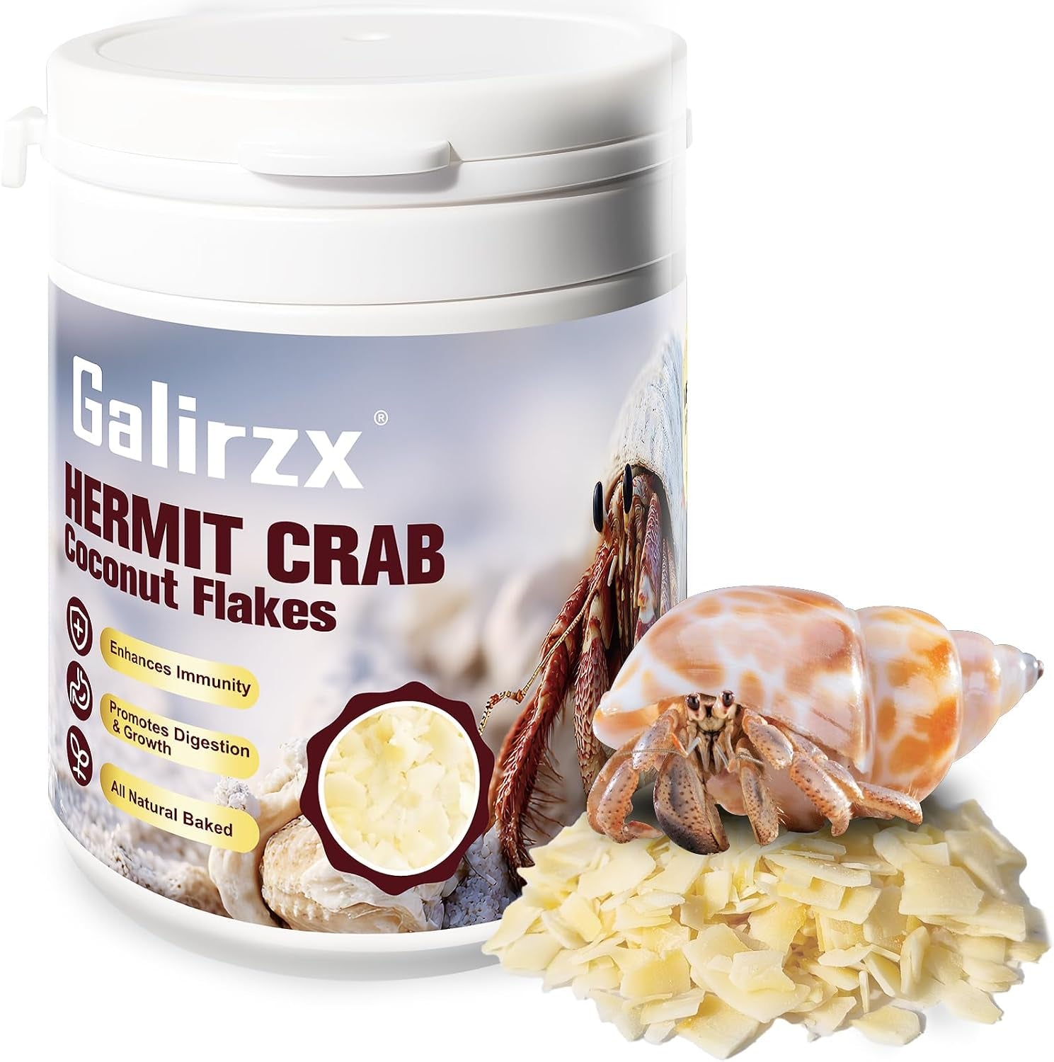 hermit-crab-food-baked-coconut-treat-natural-dried-coconut-flakes-for-hermit-crabs-healthy-additive-free-easily-digestible-crispy-snack-60g