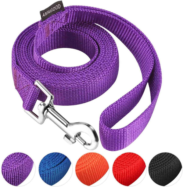 AMAGOOD 6 FT Puppy/Leash, Strong Traditional Style with Easy to Use Collar Hook, Great for Small, Medium and Large Dogs (5/8In X 6 Ft, Purple)72