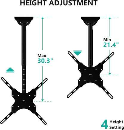 Ceiling TV Mount for Most 26-65 Inch LCD LED 4K Tvs, up to 110 Lbs | Hanging Pole Ceiling Mount TV Bracket for Home Gym Patio Gazebo, Full Motion with Tilt, Swivel, Max VESA 400X400Mm (CM2665)3