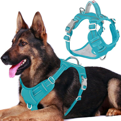 BARKBAY Dog Harness No Pull with ID Tag Pocket - Heavy Duty, Reflective, Easy Control for Large Dogs(Blue,L)57