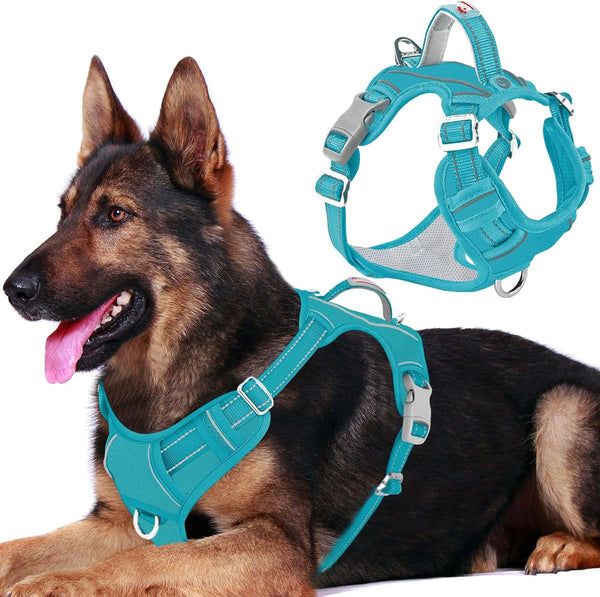 BARKBAY Dog Harness No Pull with ID Tag Pocket - Heavy Duty, Reflective, Easy Control for Large Dogs(Blue,L)57