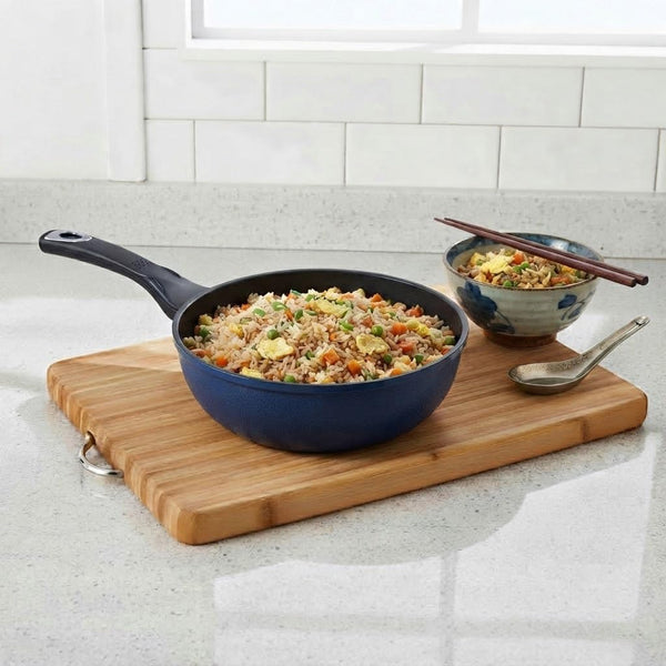 9'' (22Cm) 3D Diamond Coating Nonstick Wok Cookware | Made in Korea, Cool Touch Handle, Textured Nonstick, Easy Food Release, Stir Fry, Everyday Cooking3