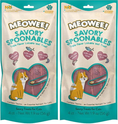 MEOWEE! Savory Spoonables Variety Pack, 12 Count Tube, Triple Flavor Squeezable Lickable Wet Treats for Cats with Built-In Spoon for Less Mess28
