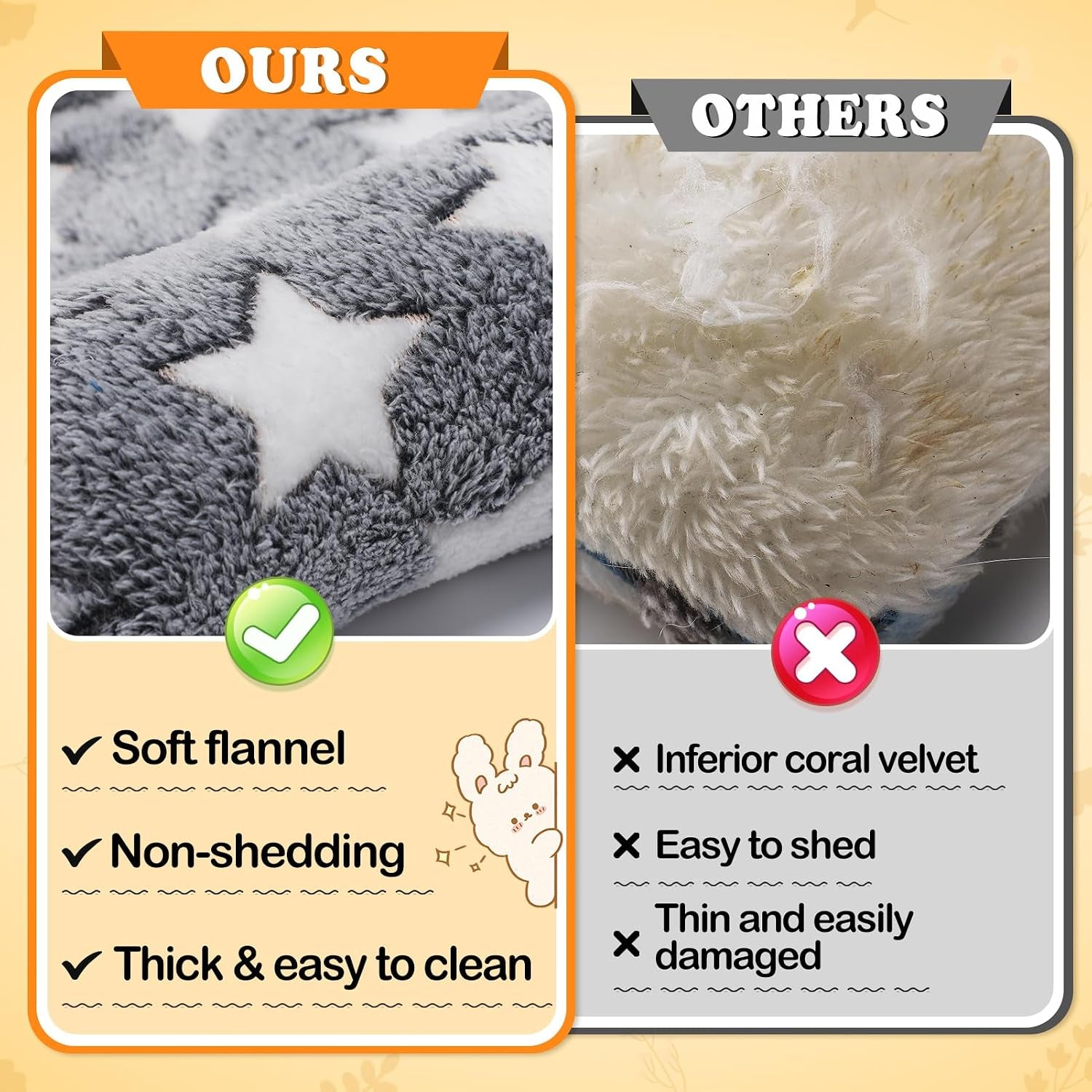 mewtogo-15-7-x-14-bunny-bed-for-rabbit-cage-thickened-soft-prevent-sore-hocks-plush-mat-with-cotton-lounger-pillows-small-animal-flop-mat-for-hutch-sleeping-indoor-gray-star