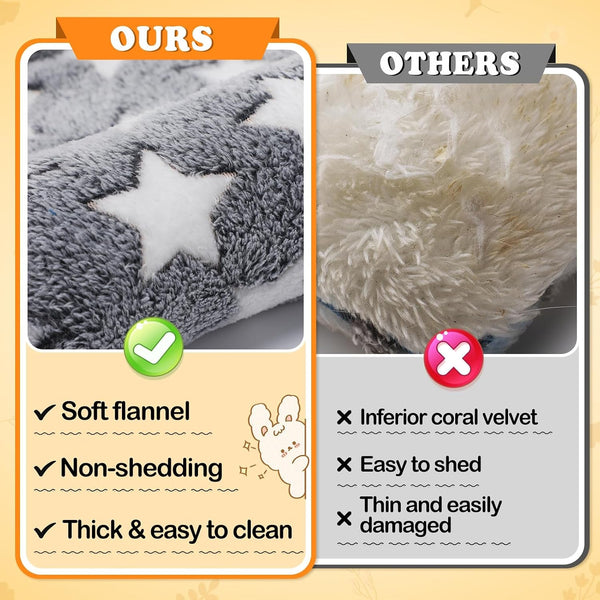 MEWTOGO 15.7" X 14" Bunny Bed for Rabbit Cage - Thickened Soft Prevent Sore Hocks Plush Mat with Cotton Lounger Pillows, Small Animal Flop Mat for Hutch Sleeping Indoor, Gray-Star3