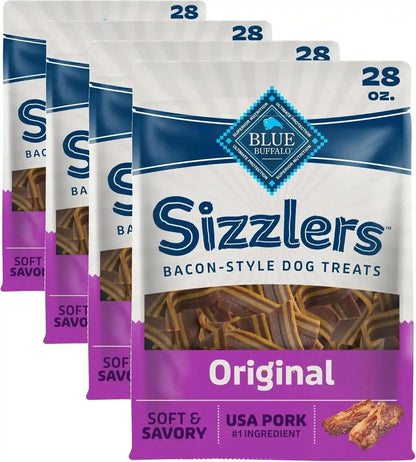 Blue Buffalo Sizzlers Natural Soft Dog Treats, Bacon-Style Soft-Moist Dog Treats with Real USA Pork, Original Flavor, 6-Oz Bag13