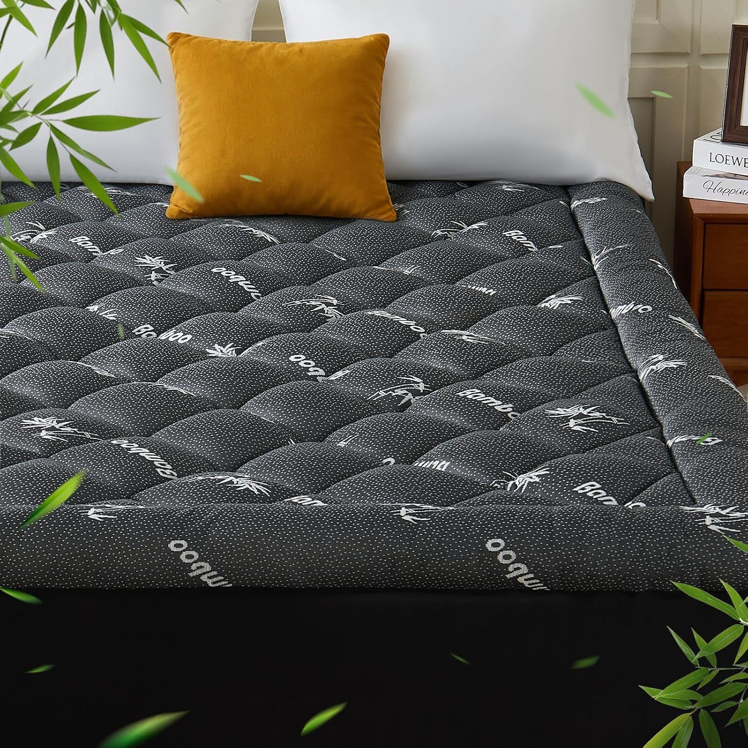 queen-mattress-topper-bamboo-viscose-thick-pillow-top-mattress-pad-deep-pocket-fits-6-18-inch-mattress-naturally-cooling-for-hot-sleepers-soft-relief-for-back-pain-premium-dark-grey