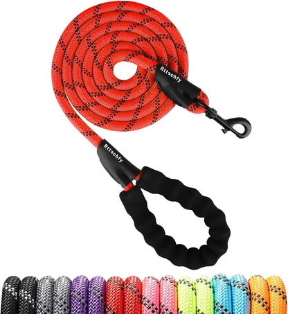 Rttochfy Rope Dog Leash 2/4/5/6/8/10 FT with Comfortable Padded Handle and Highly Reflective Threads for Small Medium and Large Dogs Heavy Duty (1/2"-5 FT, Blue)8