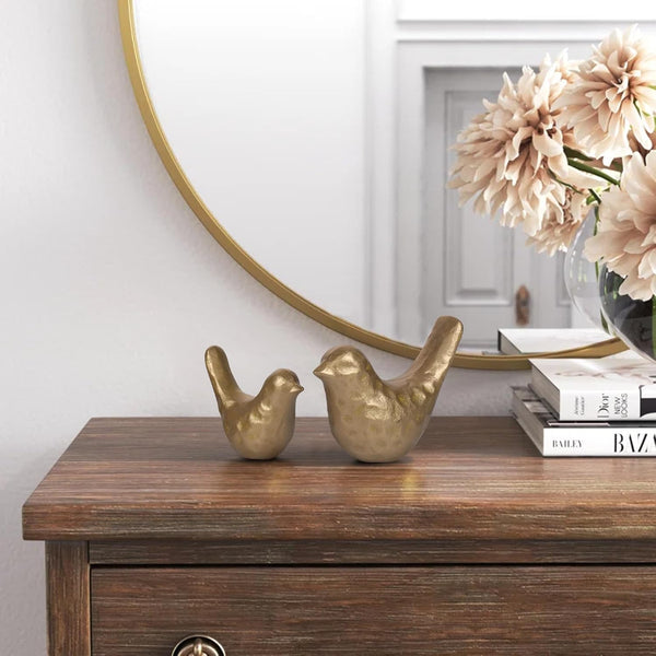 Elegant Cast Iron Bird Statue with Vintage Brass Coating – Gold Bird Figurine for Home Desk, Living Room, Bedroom, Office – Charming Decorative Ornament5