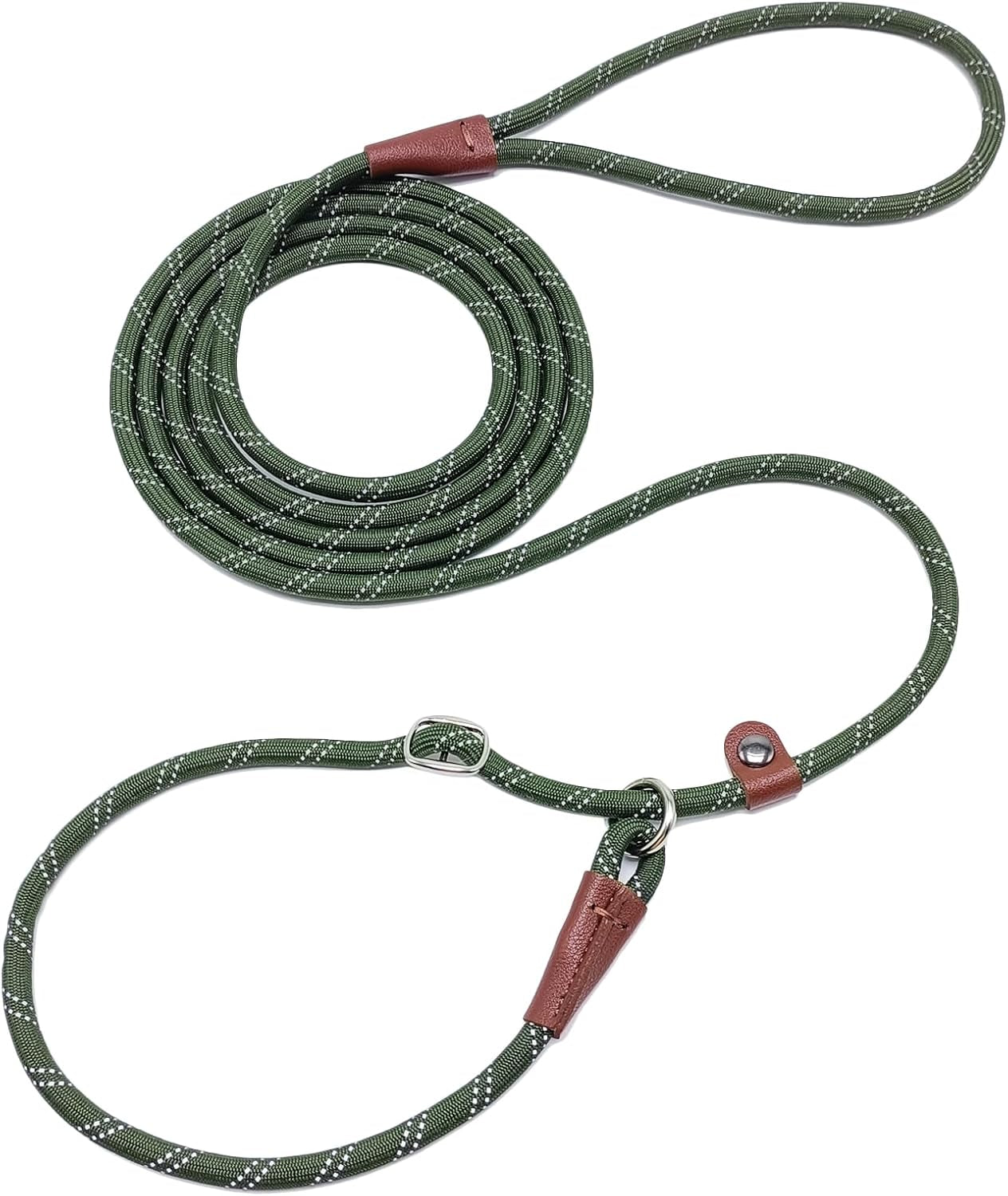 wyuze-8ft-slip-lead-dog-leash-adjustable-slip-collar-puppy-training-lead-2-pack-1-3-reflective-rope-leash-lightweight-easy-use-for-small-medium-dogs-no-pull-walking-black-orange