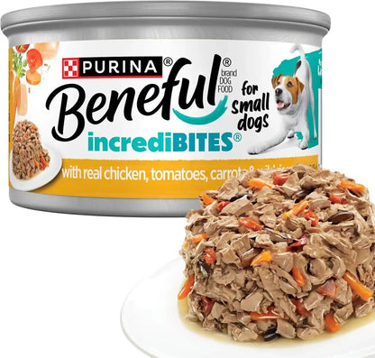 Beneful Purina Small Breed Wet Dog Food Variety Pack, Incredibites with Real Beef, Chicken and Salmon - (Pack of 30) 3 Oz. Cans16