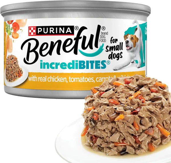 Beneful Purina Small Breed Wet Dog Food Variety Pack, Incredibites with Real Beef, Chicken and Salmon - (Pack of 30) 3 Oz. Cans16