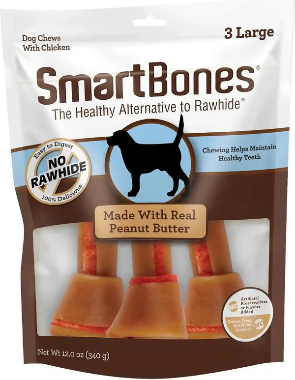 Smartbones Dog Chews, Treat Your Dog to Rawhide-Free Dog Bones, Made with Real Meat and Vegetables, 3 Large10