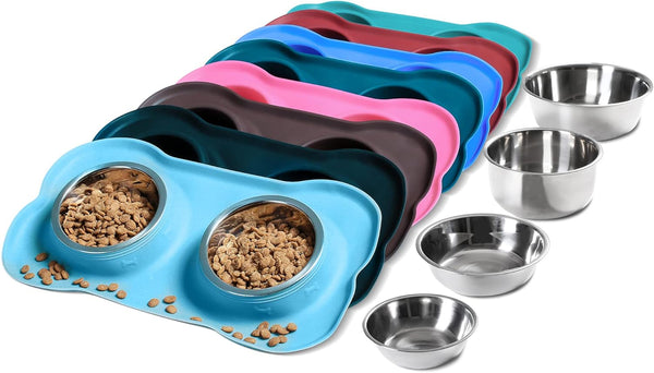 Hubulk Pet Dog Bowls 2 Stainless Steel Dog Bowl with No Spill Non-Skid Silicone Mat + Pet Food Scoop Water and Food Feeder Bowls for Feeding Small Medium Large Dogs Cats Puppies (S, Pink)14