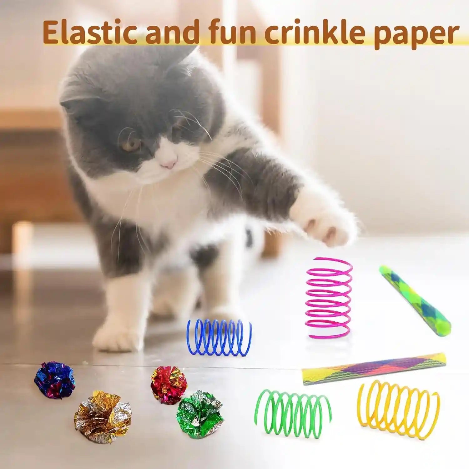 icagy-25-pcs-cat-toys-for-cats-indoor-kittens-interactive-variety-pack-45-inches-rainbow-cat-tunnel-feather-teaser-feather-golf-mice-springs-balls-noise-toys-rainbow-colorful-45