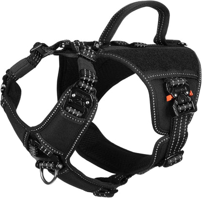 ICEFANG Quick-Moving Tactical Dog Harness for Large Dogs,No Pull Dog Vest | Control Handle,Reflective,Full Metal Buckles,Adjustable,Hook-And-Loop Panel,Soft Padded,Pink,Large9