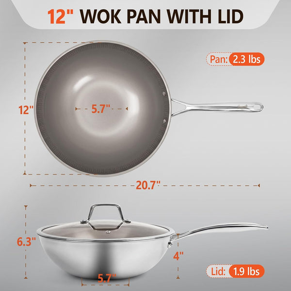 Titanium Wok Pan with Lid – 12" Non-Toxic Pfas-Free Woks & Stir-Fry Pans, Tri-Ply Titanium & Stainless Steel, Induction & Dishwasher Safe6