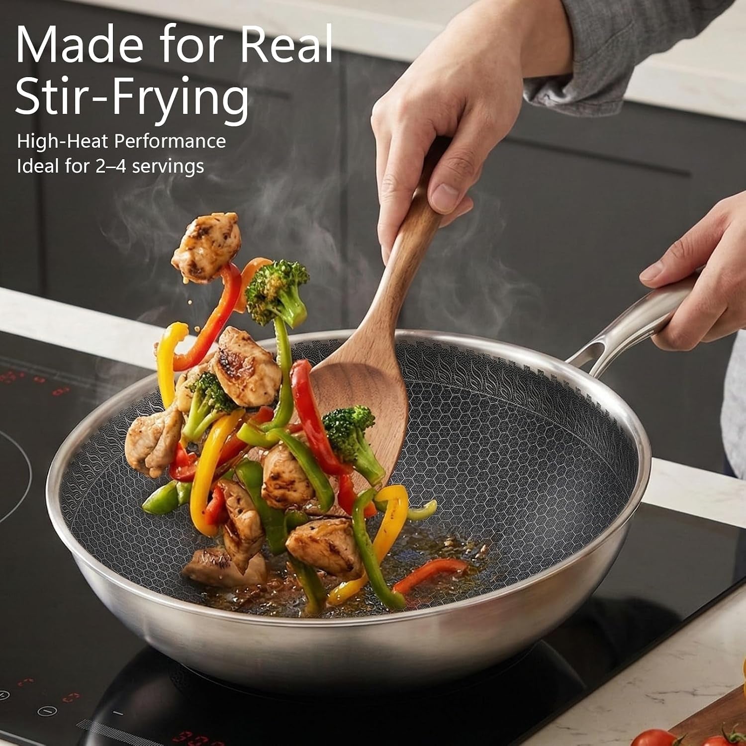 12-2-tri-ply-stainless-steel-wok-with-glass-lid-pro-grade-honeycomb-hybrid-stir-fry-pan-for-searing-tossing-uncoated-flat-bottom-chef-wok-induction-compatible-31cm