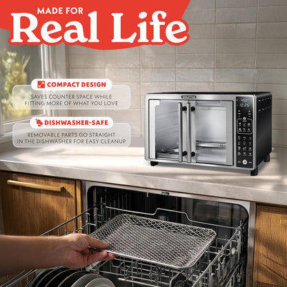 Air Fryer French Door Toaster Oven - 6-Slice Capacity, LED Display with 19 Cooking Presets, Stainless Steel7