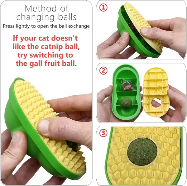 Miwoowim 2 Pcs Catnip Toys Balls That Stick on Wall,Cat Toy Ball, Catnip Wall Balls for Cats Lick,Cat Face Scratchers, Cat Self Groomer for Indoor Cats, Corner Brush5
