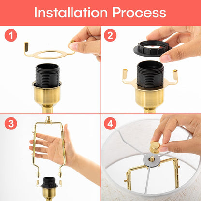 2 Pack  7 8 9 10 Inch Lamp Shade Harp Holder,Adjustable Lamp Harp Kit,Fit 3/8 IP Standard,E14,E26,E27 Light Base UNO Fitter Adapter,Golden Horn Frame Lampshade Bracket (Golden)6