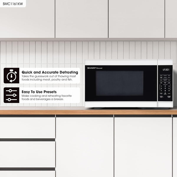 SMC1161KW 1.1 Cu. Ft. 1000W White Countertop Microwave Oven2