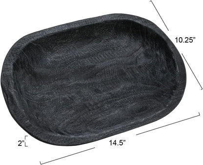 Hand-Carved Paulownia Wood Bowl, Black6