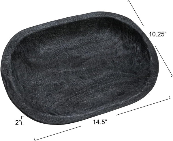 Hand-Carved Paulownia Wood Bowl, Black6