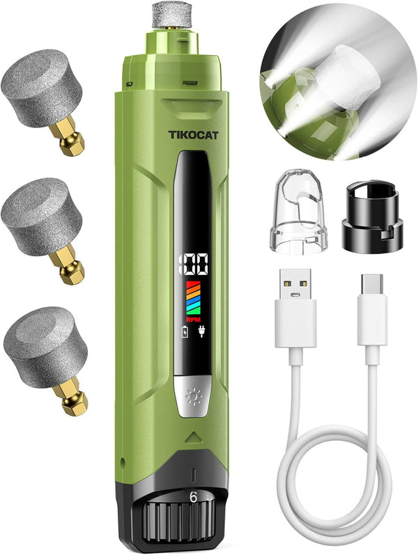 Whisper-Quiet Dog Nail Grinder 50% More Powerful for Sensitive Dogs,Cats | 6-Speed Pet Nail Trimmer with LED Display & 4 LED Lights, 3 Grinding Bits, No Over-Cutting,Stress-Free Grooming for All Pets11