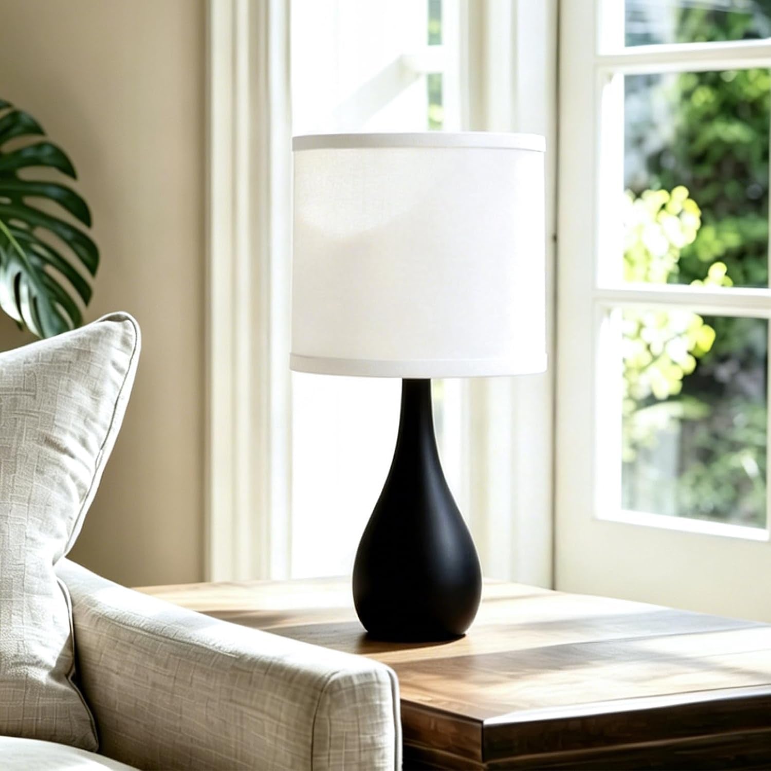 farmhouse-style-table-lamp-bulb-not-included-pack-of-1-black-decor-desk-lamp-for-bedroom-nightstand-living-room-white-linen-cylinder-lampshade-with-black-solid-metal-droplet-base