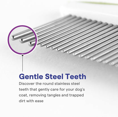 Dog & Cat Comb – Removes Tangles, Knots, and Matted Fur – Grooming Tool with Stainless Steel Teeth and Non-Slip Handle – Best Pet Hair Comb for Home Grooming Kit – Includes Ebook Guide3