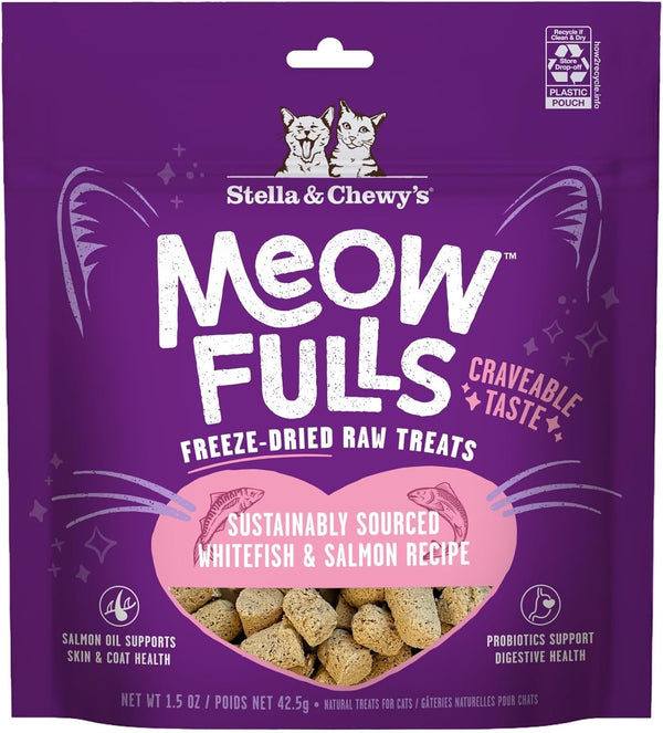 Stella & Chewy'S Meowfulls Freeze Dried Cat Treats - Chicken & Chicken Liver Recipe - Raw Protein with Probiotics & Salmon Oil - 1 Calorie per Treat - 1.5 Oz8