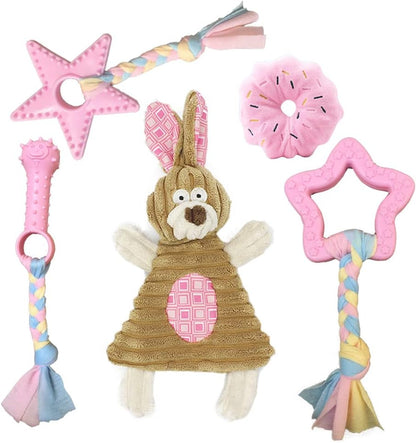 Volacopets Puppy Toys for Teething, Puppy Chew Toys for Small Dogs, Crinkle Dog Toys Small Breed Boredom and Stimulating, Dog Toys for Small Dogs, Pink, 5-Pack1