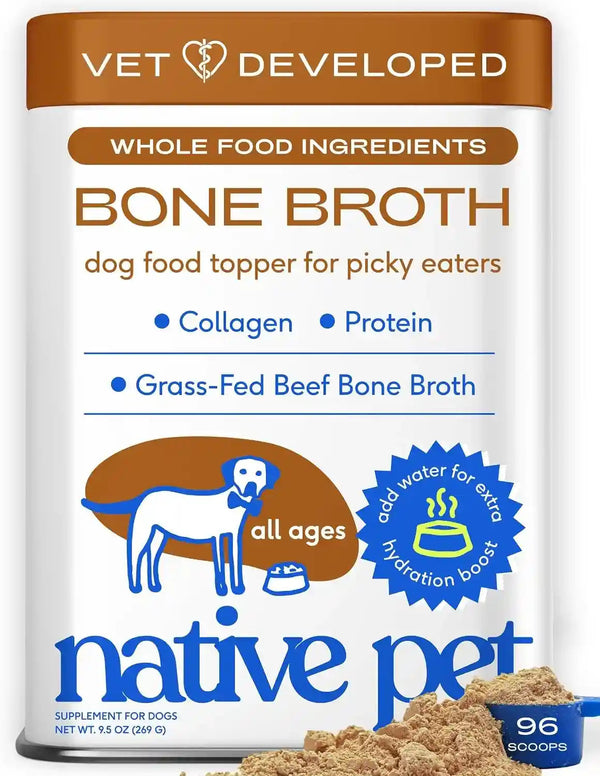 Native Pet Bone Broth for Dogs - Made with Real Beef Bone Broth, Dog Food Toppers for Picky Eaters - Provides Extra Hydration & Nutrition for Joint Strength, Immunity & Heart Health-48 Scoops11