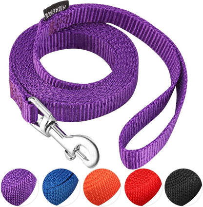 AMAGOOD 6 FT Puppy/Leash, Strong Traditional Style with Easy to Use Collar Hook, Great for Small, Medium and Large Dogs (5/8In X 6 Ft, Purple)1